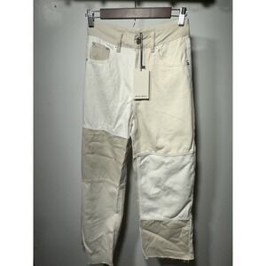 Miou Muse White Patch Jeans Wide Leg Women's Size Small